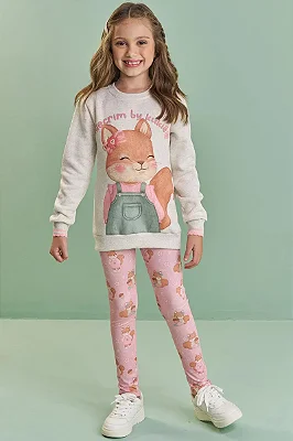 Calça Legging em Termoskin Peluciado Kukiê Infantil Menina