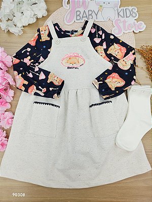 Conjunto de Salopete e Body Kukiê