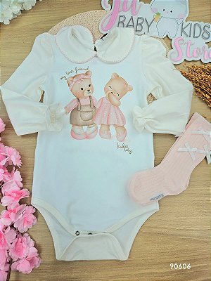 Body em Cotton Kukiê Bebê Menina