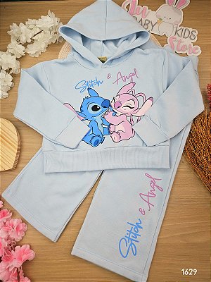 Conjunto Blusão com Capuz e Calça Stitch Azul Fakini