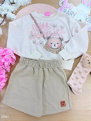 Conjunto Blusão e Shorts Saia Cinti