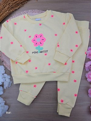 Conjunto blusão e calça em malha 100% algodão feminino Fakini