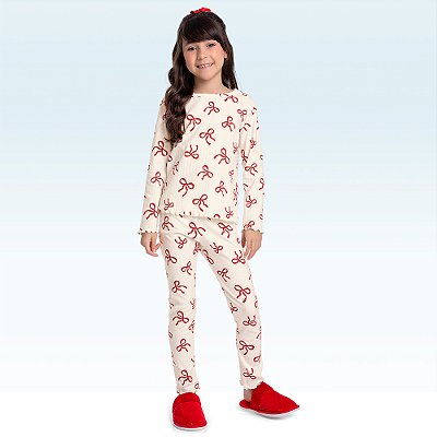 Conjunto blusa e calça de pijama em malha 50% algodão 50% poliéster feminino Fakini