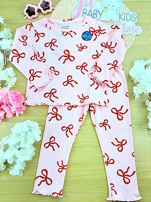 Pijama blusa e calça em malha 50% algodão 50% poliéster feminino Fakini