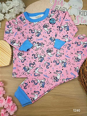 Conjunto de pijama blusão e calça em malha 100% algodão feminino Fakini