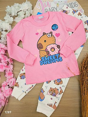 Conjunto de pijama blusa e calça em malha 100% algodão feminino Fakini