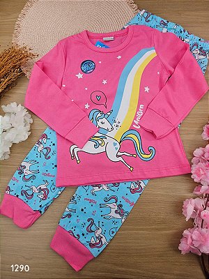 Conjunto blusa e calça de pijama em malha 100% algodão feminino Fakini