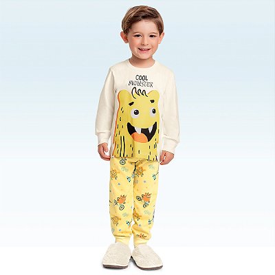 Conjunto de pijama camiseta e calça em malha 100% algodão masculino Fakini