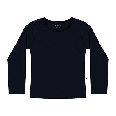 Blusa em malha 92% algodão 8% elastano Preto feminina Fakini