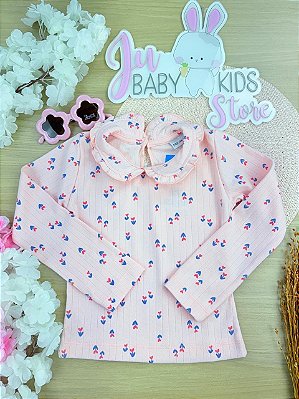 Blusa em Malha 50% Algodão 50% Poliéster Rosa Feminina Fakini