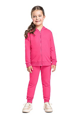 Jaqueta em moletom pink flúor Bee Loop