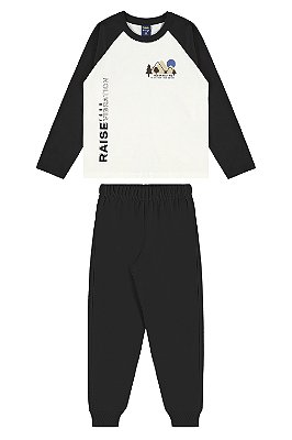 Conjunto camiseta malha e calça moletom sem felpa natural Bee Loop