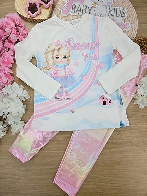 Conjunto blusa manga longa e legging natural rosa iogurte Cinti