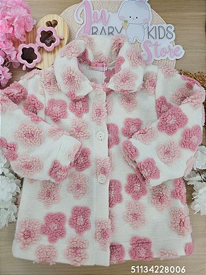 Casaco Inverno Off White Com Rosa Mon Sucré