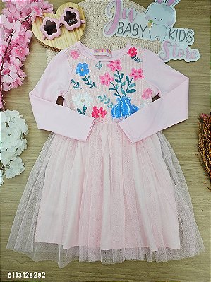 Vestido Manga Longa A Cotton MS Inv26 282 Mon Sucré