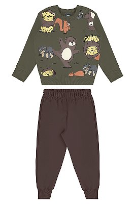 Conjunto Blusão e Calça em Moletom / Verde Kalamata - Bee Loop