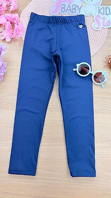 Calça Legging em Termoskin Peluciado Azul Marinho Infanti Infantil Menina