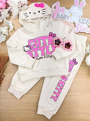 Conjunto Infantil Menina de Moletom da Hello Kitty com Capuz Momi