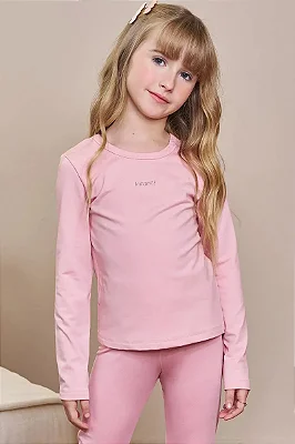 Blusa em Termoskin Peluciado Rosa Infanti Infantil Menina