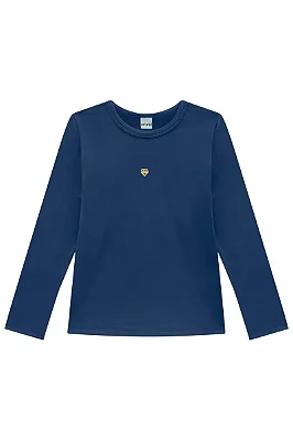 Blusa em Termoskin Peluciado Azul Marinho Infanti Infantil Menina
