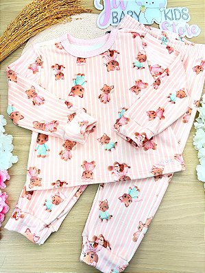 Conjunto de Pijama de Blusão e Calça em Fleece Luxo Infanti Infantil Menina