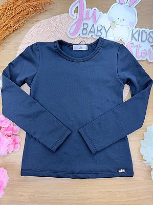 Blusa em Termoskin Peluciado Azul Marinho Kukiê Infantil Menina