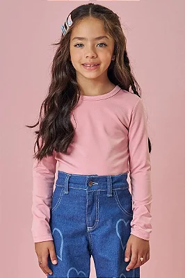 Blusa em Termoskin Peluciado Rosa Kukiê Infantil Menina