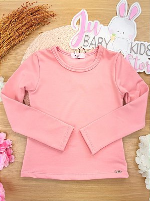 Blusa em Termoskin Peluciado Rosa Kukiê Infantil Menina