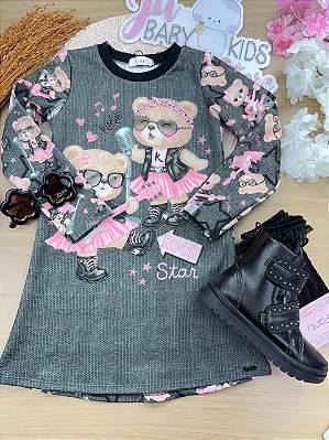 Vestido em Termoskin Peluciado Kukiê Infantil Menina