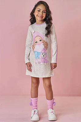 Vestido em Termoskin Peluciado Kukiê Infantil Menina