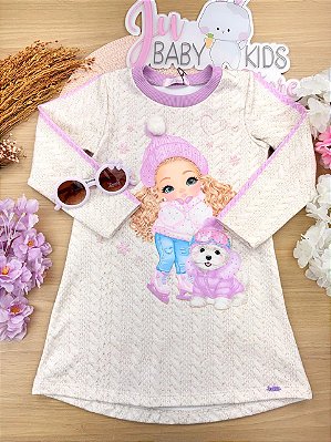 Vestido em Termoskin Peluciado Kukiê Infantil Menina