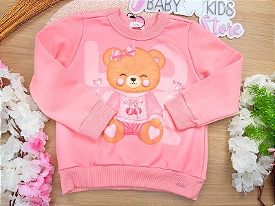 Blusão em Moletom com Pelúcia Kukiê Infantil Menina