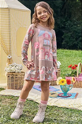 Vestido em Molecotton Kukiê Infantil Menina