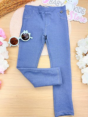 Calça Legging em Malha Denim com Elastano Kukiê Bebê Menina