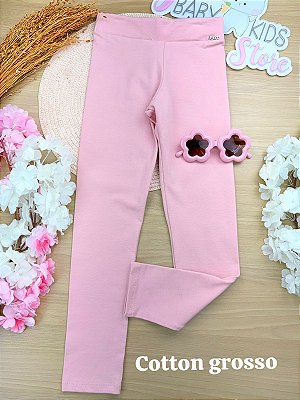 Calça Legging em Cotton Grosso Rosa Kukiê Infantil Menina