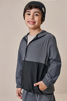 Jaqueta Corta Vento em Nylon Mesclado com Elastano LucBoo Infantil Menino