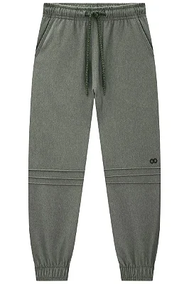 Calça Jogger em Cotton Jeans com Elastano Verde LucBoo Infantil Menino