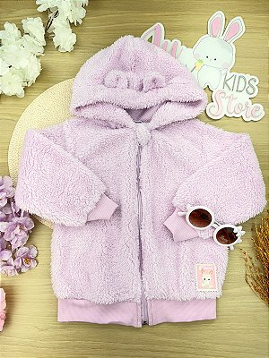 Jaqueta Bebê Menina Carneirinho com Orelhinhas Lilás Cinti