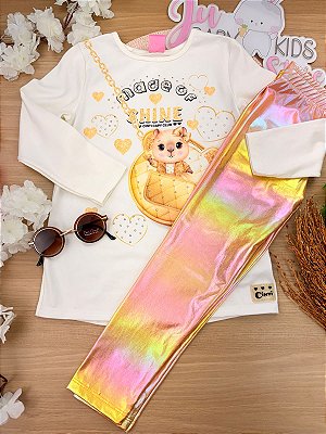 Conjunto Menina Capivara Glow Metalizado Cinti
