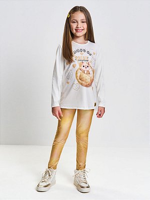 Conjunto Menina Capivara Glow Metalizado Cinti