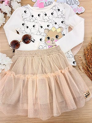 Conjunto Menina Tule Capivara Brilho Cinti
