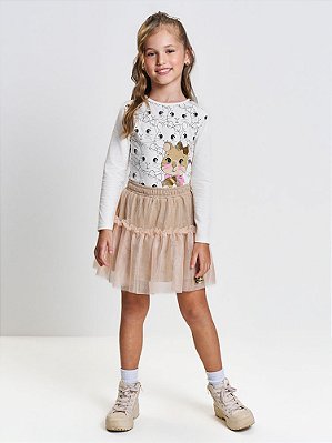 Conjunto Menina Tule Capivara Brilho Cinti