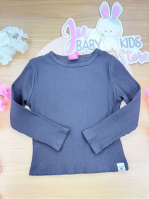 Blusa Manga Longa em Canelado Glow Preto Cinti