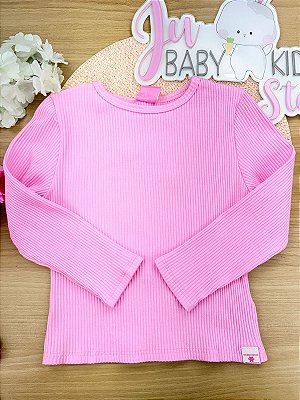 Blusa Manga Longa em Canelado Glow Rosa Cinti