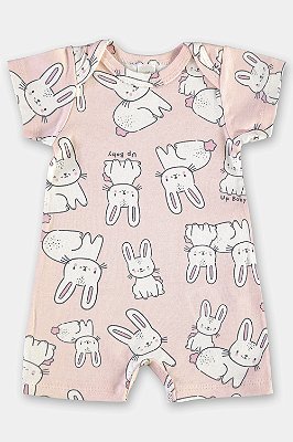 Macaquinho Manga Curta em Suedine Coelhinho Up Baby