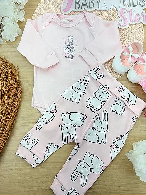 Conjunto Body e Calça em Suedine Coelhinho Up Baby