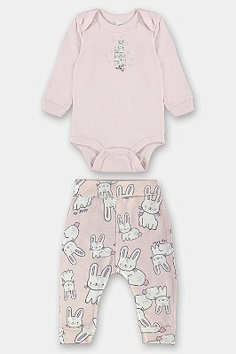 Conjunto Body e Calça em Suedine Coelhinho Up Baby