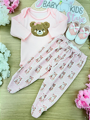 Conjunto Body com Culote Ursinhas Plush Upi Uli Day By Day