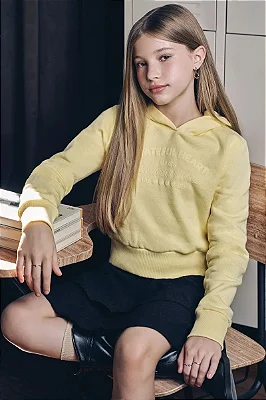 Blusão Boxy com Capuz em Moletom com Pelúcia Lilimoon Teen Menina