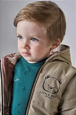Jaqueta Puffer Reversivel em Nylon Mesclado e Forro em Malha Fresh LucBoo Bebê Menino